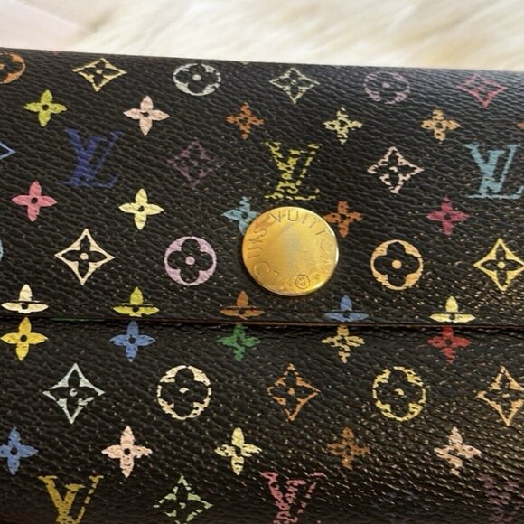 Authentic Louis Vuitton Monogram Multicolor Noir Sarah Women's Wallet - Picture 6 of 9